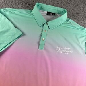 Sunday‎ Swagger Polo Shirt Mens XXL Ombre Mint Pink Peach Short Sleeve Golf